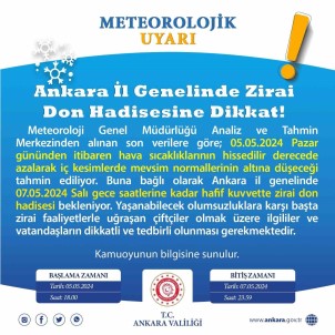 Ankara Valiligi'nden Zirai Don Uyarisi