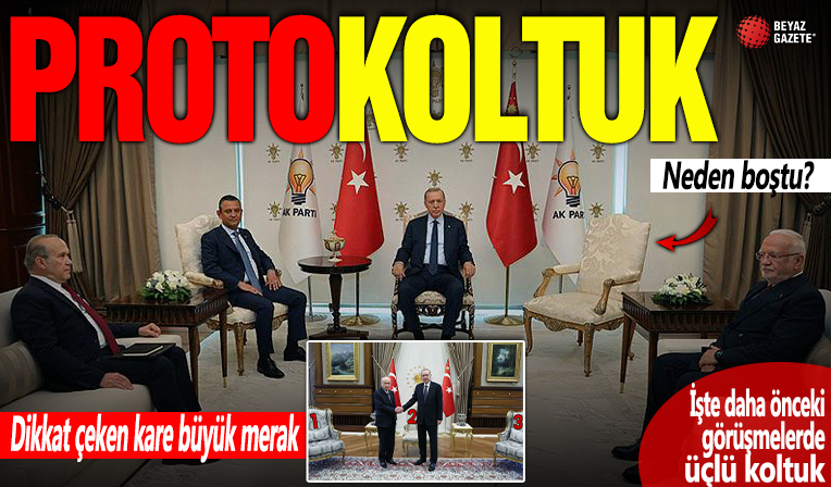 Başkan Erdoğan ve CHP lideri Özgür Özel görüşmesinde dikkat çeken kare! Sol taraftaki koltuk neden boştu?