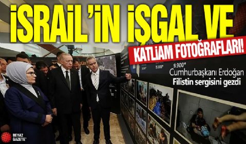 Başkan Erdoğan, eşi Emine Erdoğan ile birlikte Kızılcahamam'da Filistin sergisini gezdi