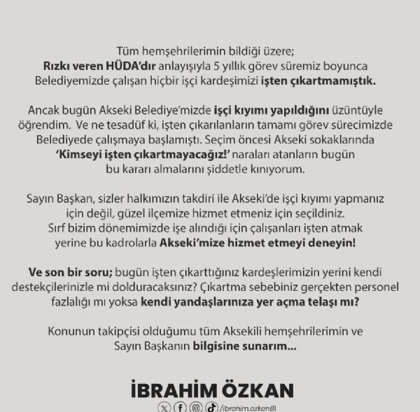 CHP’li belediyeden işçi kıyımı