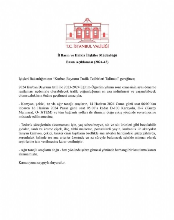 Valilik duyurdu! Bazı bağlantı yolları kullanılmayacak