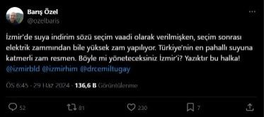 Özgür Özel’in kardeşi Barış Özel’den Cemil Tugay'a zam tepkisi: Böyle mi yöneteceksiniz İzmir’i!
