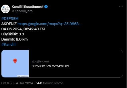Akdeniz'de deprem! Kandilli Rasathanesi duyurdu