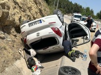 Sulama Kanalina Devrilen Otomobil Sürücüsü Yaralandi