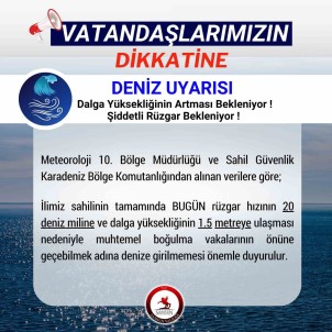 Samsun'da Yüksek Dalga Ve Rüzgar Uyarisi