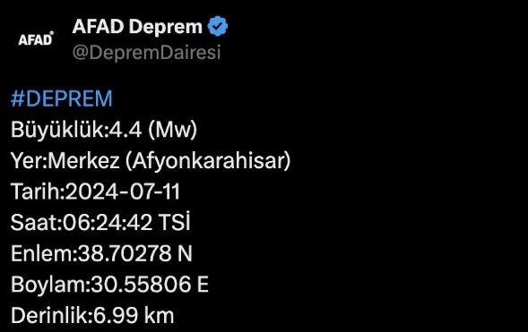 Afyonkarahisar'da deprem! AFAD duyurdu