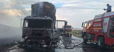 Saman Balyasi Yüklü Tir Alev Alev Yandi