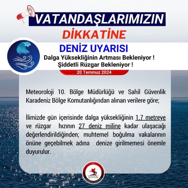 Valilikten uyarı geldi! Dalga yüksekliği 2 metreye ulaştı