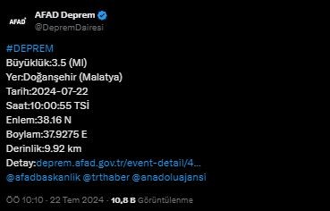 Malatya'da deprem! AFAD duyurdu
