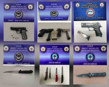 Çorum Polisi Çok Sayida Silah Ve Uyusturucu Ele Geçirdi