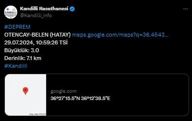 Hatay'da deprem! Kandilli Rasathanesi duyurdu