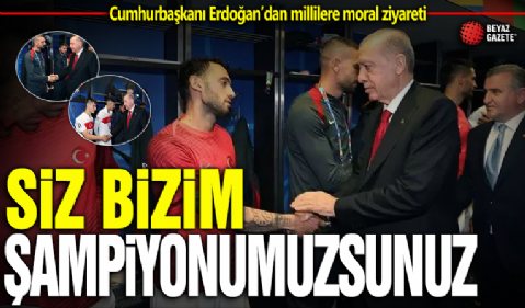 Başkan Erdoğan, Milli Takım'ı soyunma odasında ziyaret etti