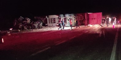 Koyun Yüklü Tir Devrildi Onlarca Koyun Telef Oldu