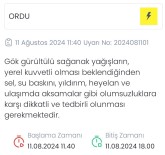 Meteoroloji'den Ordu Için Sari Uyari Haberi