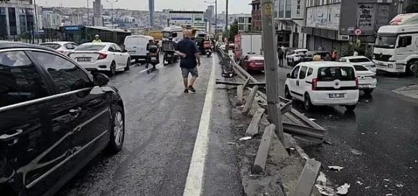D-100'de trafiği durduran kaza!