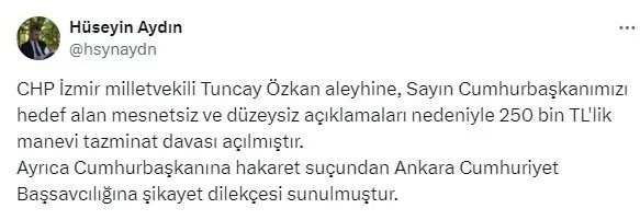 Skandal sözlerin hesabı sorulacak! Cumhurbaşkanı Erdoğan'dan Tuncay Özkan'a tazminat davası