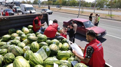 Tarladan Tonlarca Karpuz Toplayip Dagittilar