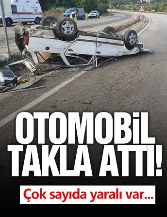 Kontrolden çıkan otomobil takla attı: 2'si çocuk 5 yaralı