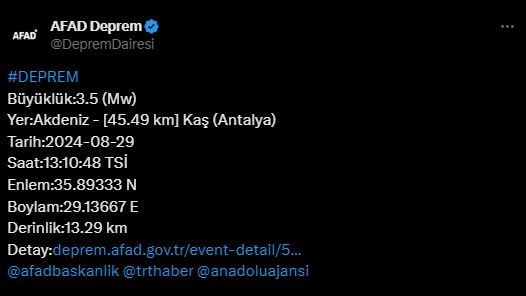 Antalya açıklarında deprem! AFAD duyurdu
