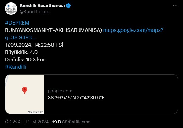 Manisa'da deprem! AFAD duyurdu