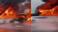 Bursa'da faciadan dönüldü! Yolcu otobüsü alev alev yandı