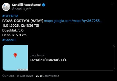 Hatay'da deprem! Kandilli Rasathanesi duyurdu