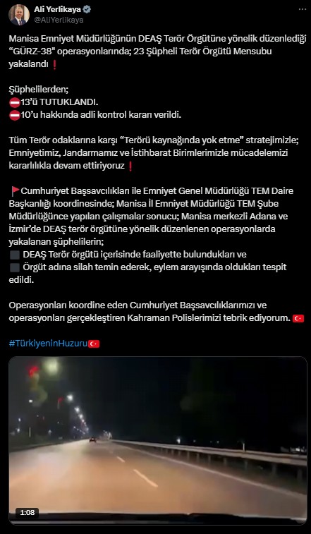 Bakan Yerlikaya duyurdu! DEAŞ'a 'Gürz' darbesi