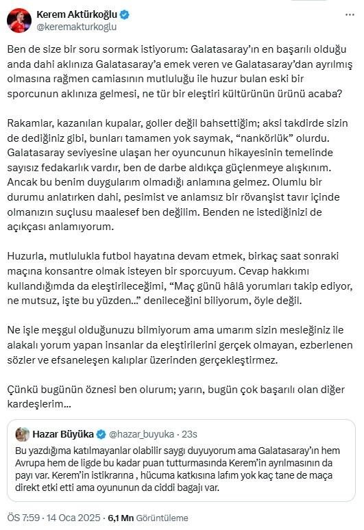 Kerem Aktürkoğlu'nu sinirlendiren Galatasaray paylaşımı! Cevap verdi