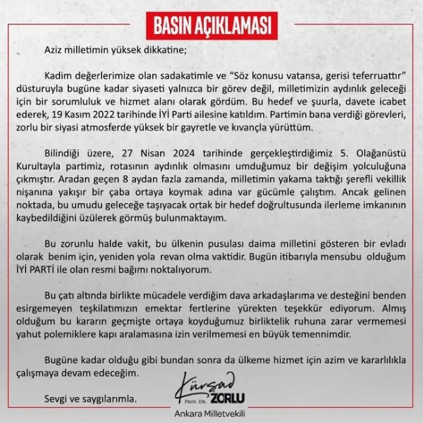 İYİ Parti'de şoke eden istifa! Yaprak dökümü sürüyor