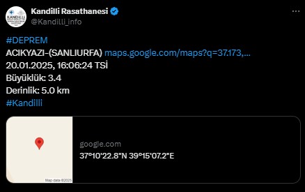 Şanlıurfa'da deprem! Kandilli ilk verileri açıkladı