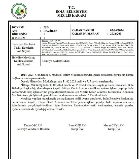 İtfaiye aracını sattı makam aracı aldı! Bolu Belediye Başkanı'ndan skandal icraat