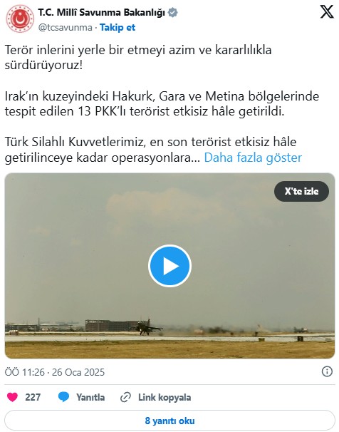 Irak'ın kuzeyinde operasyon: 13 terörist etkisiz!