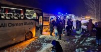 Karda kayan otobüs duvara sürterek durdu: Çok sayıda yaralı var Haberi