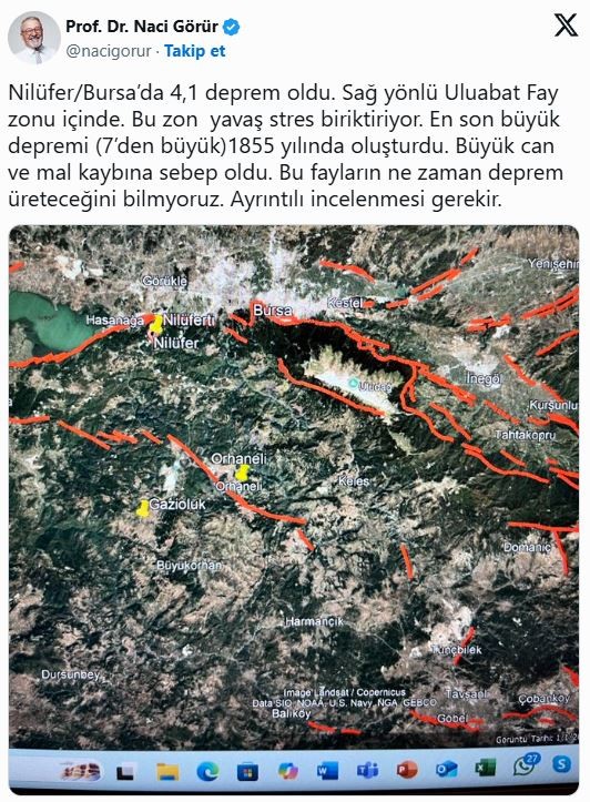 Bursa'daki depremin ardından Naci Görür'den uyarı