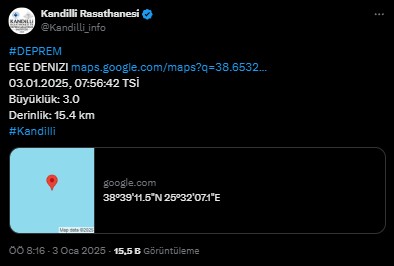 Ege Denizi'nde deprem! Kandilli Rasathanesi duyurdu
