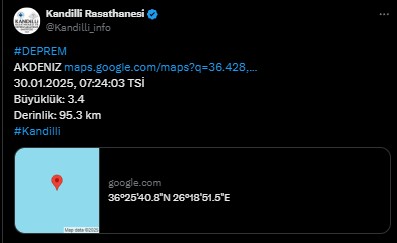 Akdeniz'de deprem! Kandilli ilk verileri paylaştı