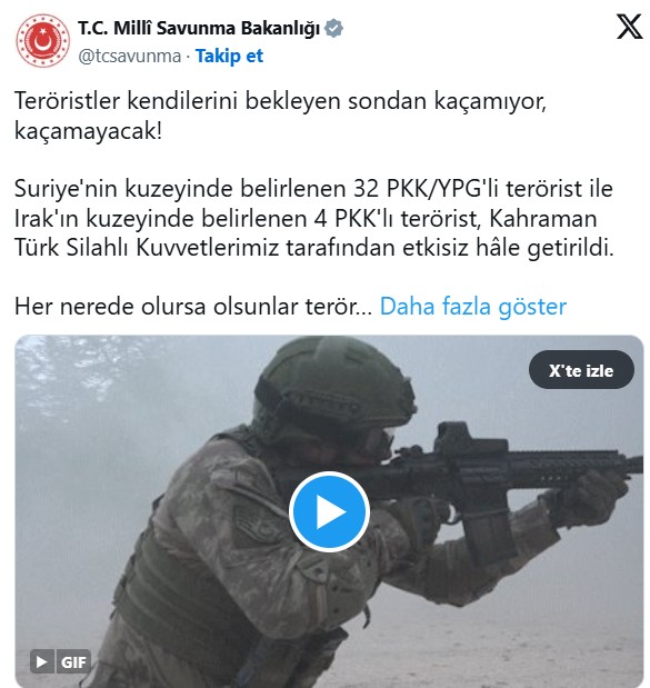 36 terörist etkisiz hale getirildi