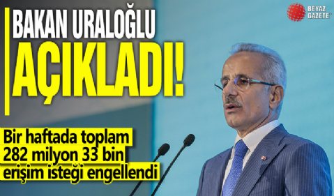 Abdulkadir Uraloğlu açıkladı: Bir haftada toplam 282 milyon 33 bin erişim isteği engellendi