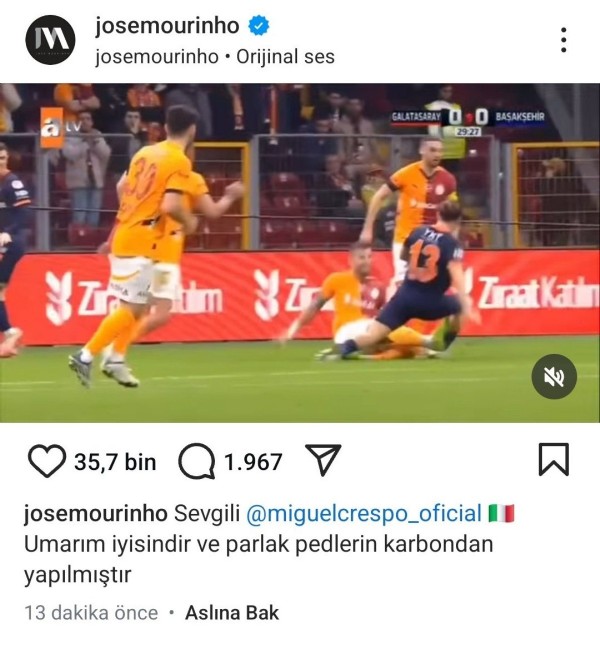 Jose Mourinho'dan Galatasaray'a gönderme! 'Crespo umarım iyisindir'