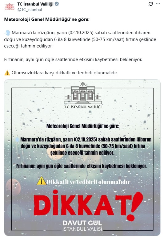 Valilik uyardı! Fırtına kuvvetli geliyor