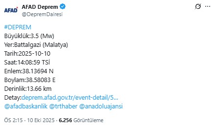 Malatya'da deprem! AFAD duyurdu