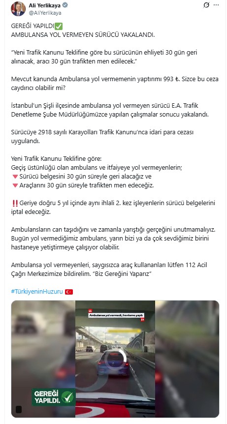 Trafikte yeni dönem! Bunu yapan yandı! 30 gün men edilecek
