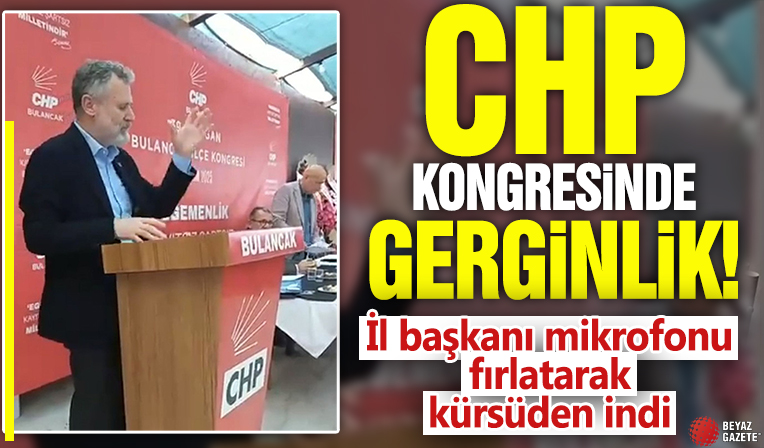 Giresun'da CHP kongresinde gerginlik! İl başkanı mikrofonu fırlatarak kürsüden indi