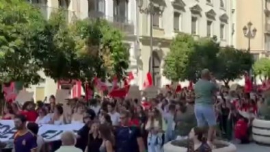 İspanya'da İsrail eylemi! Binlerce kişi sokağa döküldü