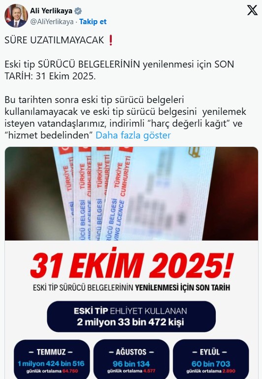 Eski Ehliyet İçin Son Tarıh!