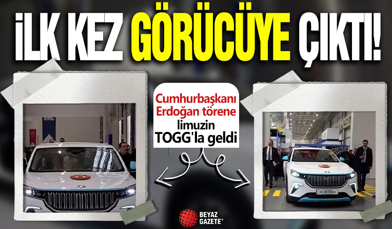 İlk kez görücüye çıktı! Cumhurbaşkanı Erdoğan törene limuzin TOGG'la geldi
