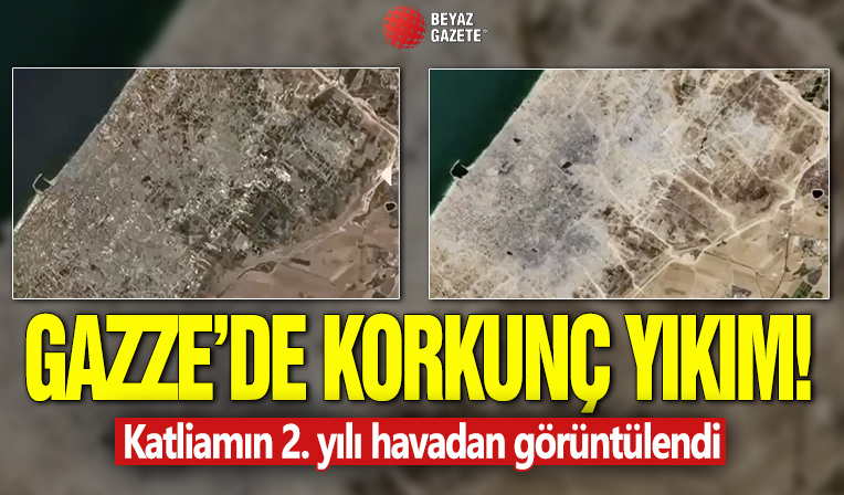 Gazze'de korkunç yıkım! Katliamın 2. yılı havadan görüntülendi
