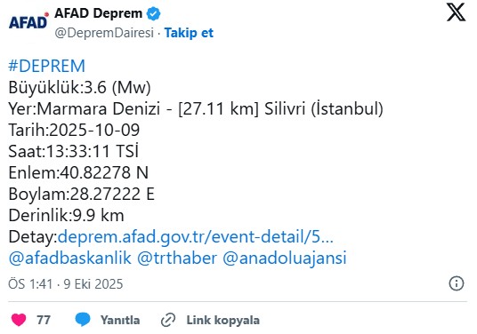 İstanbul'da Hissedilen Deprem !