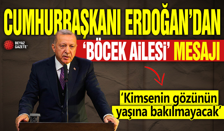 Cumhurbaşkanı Erdoğan'dan 'Böcek Ailesi' mesajı! 'Kimsenin gözünün yaşına bakılmayacak'