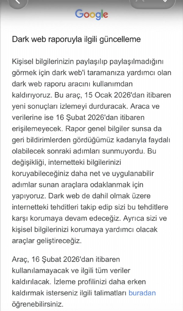 Google dark web raporu tarihe karışıyor! İşte kullanabileceğiniz son tarih